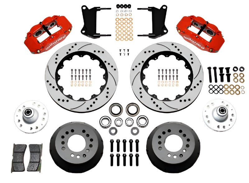 Wilwood Narrow Superlite 6R Front Hub Kit 14.00in Drill Red 67-69 Camaro 64-72 Nova Chevelle - Black Ops Auto Works