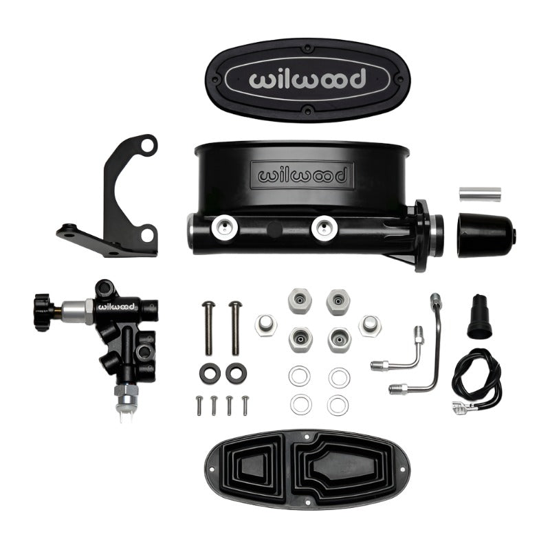 Wilwood HV Tandem M/C Kit w L/H Bracket & Prop Valve - 1in Bore Black - Black Ops Auto Works