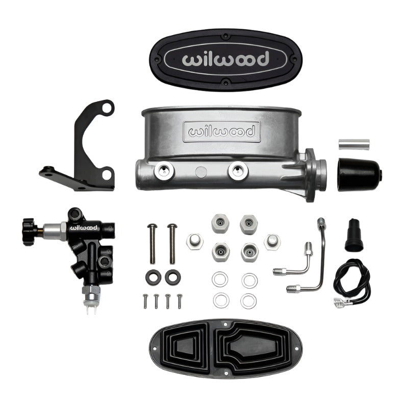 Wilwood HV Tandem M/C Kit w L/H Bracket & Prop Valve - 1 1/8in Bore - Black Ops Auto Works
