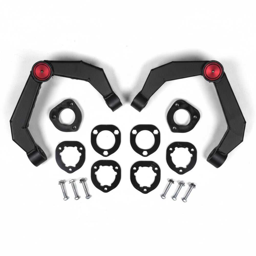 Zone Offroad upper control arm and strut spacer kit contents