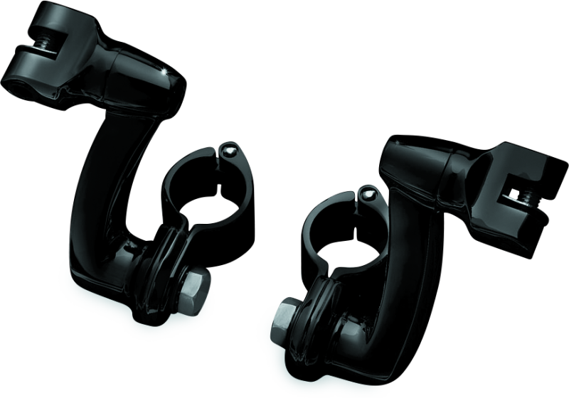 KUR7571-Kuryakyn Longhorn Offset Peg Mounts With 1-1/4inch Clamp Black-Footpegs-Kuryakyn