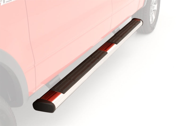 LND24310564-Lund 07-17 Chevy Silverado 1500 Crew Cab 6in. Oval Straight SS Nerf Bars - Polished-Nerf Bars-LUND