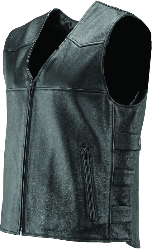 RIV094405-River Road Plains Leather Vest Black - Small-Vests-River Road