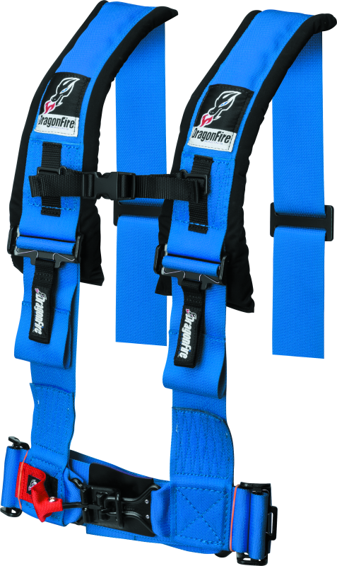 DFR521356-DragonFire Racing Harness- H-Style- 4-Point- 3in Buckle- Blue-Seat Belts & Harnesses-DragonFire Racing
