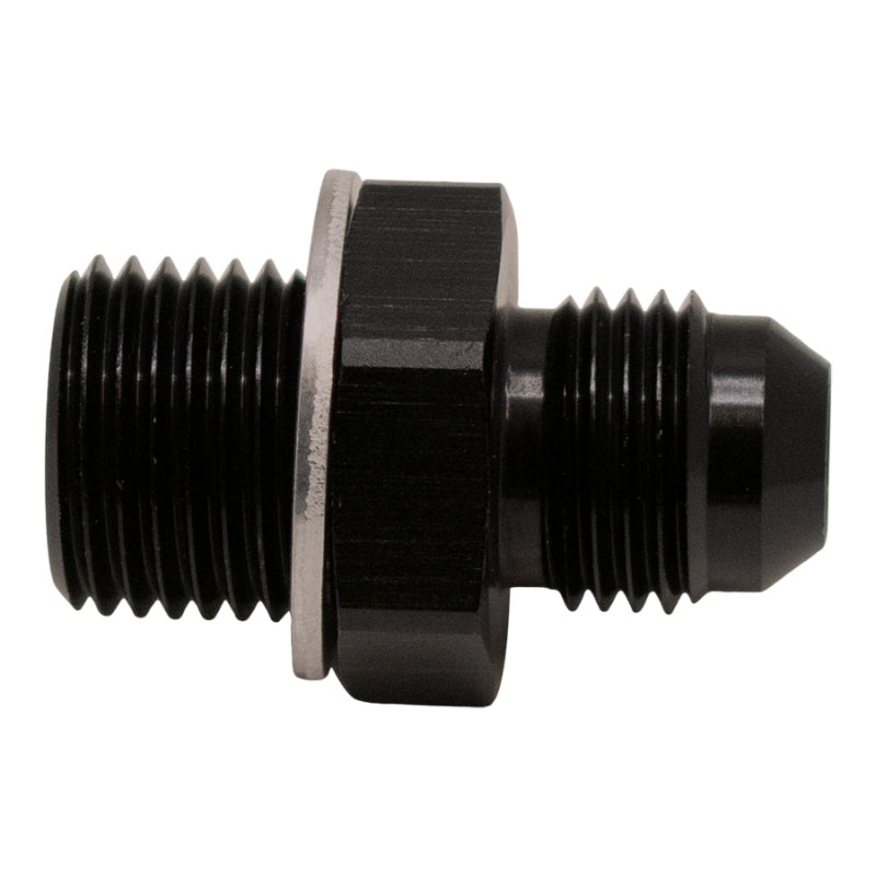 DeatschWerks 6AN Male Flare to M16 X 1.5 Male Metric Adapter (Incl Washer) - Anodized Matte Black-Fittings-DeatschWerks