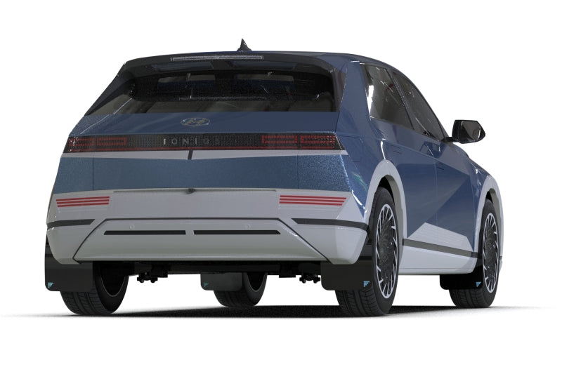 RALMF87-BAT-BLK-SIL-Rally Armor 22-24 Hyundai Ioniq 5 Black UR Mud Flap Silver Battery Logo-Mud Flaps-Rally Armor
