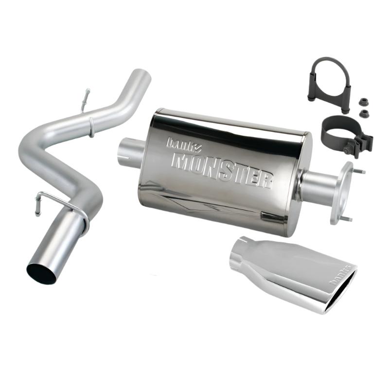 GBE51313-Banks Power 00-03 Jeep 2.5/4.0L/Wrangler (2-Bolt Cat) Monster Exh Sys - SS Single Exh w/ Chrome Tip-Catback-Banks Power