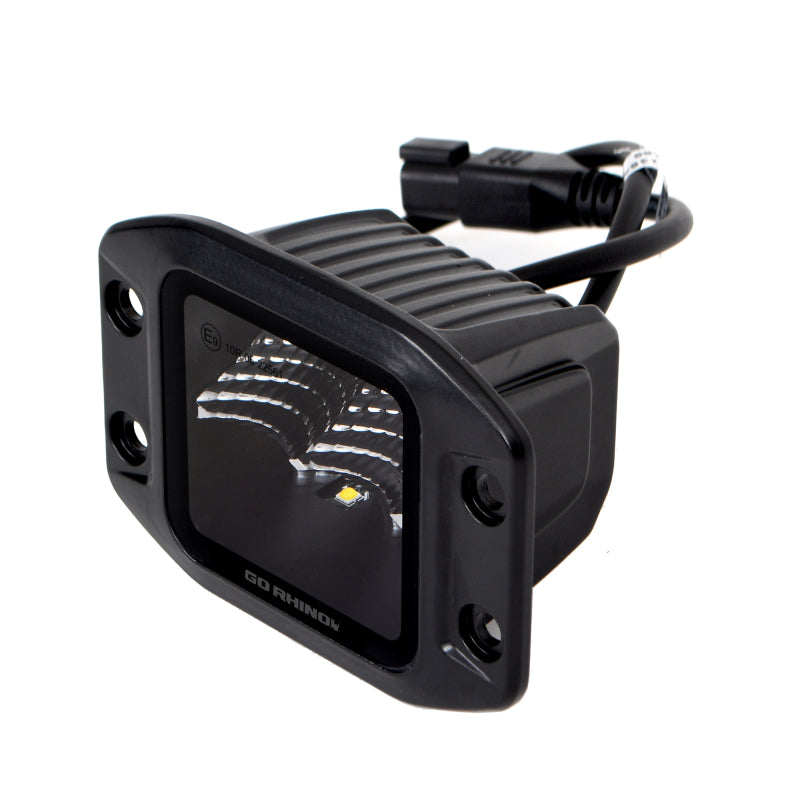 GOR750400321FCF-Go Rhino Xplor Blackout Series Cube LED Flood Light Kit (Flush Mount) 3x3 - Blk (Pair)-Light Bars & Cubes-Go Rhino