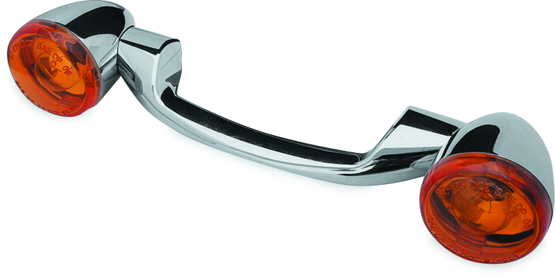 BKC491156-Bikers Choice 91-08 Touring 86-17 FLST Narrow Chrome Rear Turn Signal Bar Kit W/Amber Lens-Lights Corner-Bikers Choice