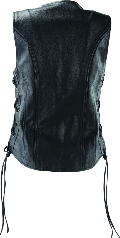 RIV094444-River Road Sapphire Leather Vest Black Womens - Small-Vests-River Road