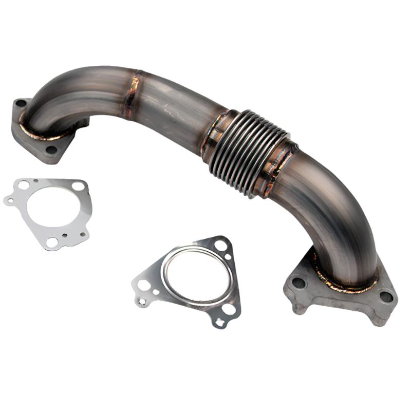 WCFWCF100648-Wehrli 01-04 Chevrolet 6.6L Duramax LB7 2in Stainless Passenger Side Up Pipe w/Gaskets (Twin Turbo)-Connecting Pipes-Wehrli