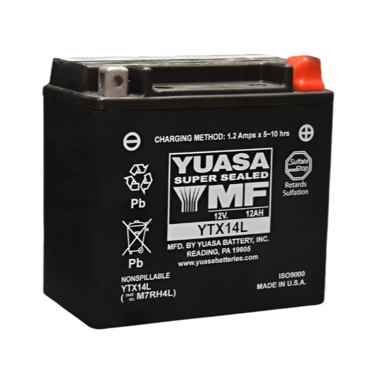 Yuasa YTX14L Maintenance Free AGM 12 Volt Battery-Batteries-Yuasa Battery