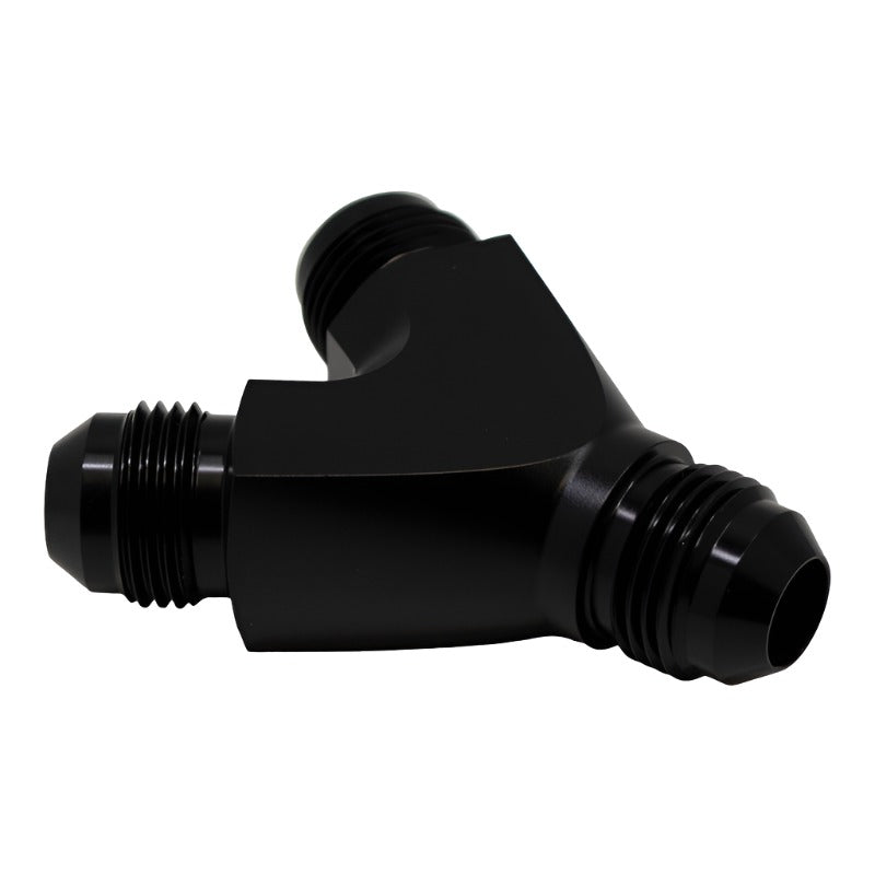 DWK6-02-0706-B-DeatschWerks 8AN Male Flare to 8AN Male Flare to 8AN Male Flare Y Fitting - Anodized Matte Black-Distribution Blocks-DeatschWerks