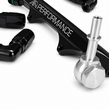 Load image into Gallery viewer, AAD black anodized HEMI fuel rails with banjo fitting kit for 5.7L 6.1L and 6.4L Mopar performance builds