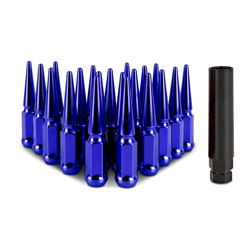 MISMMLG-SP1215-20BL-Mishimoto Steel Spiked Lug Nuts M12x1.5 20pc Set - Blue-Lug Nuts-Mishimoto