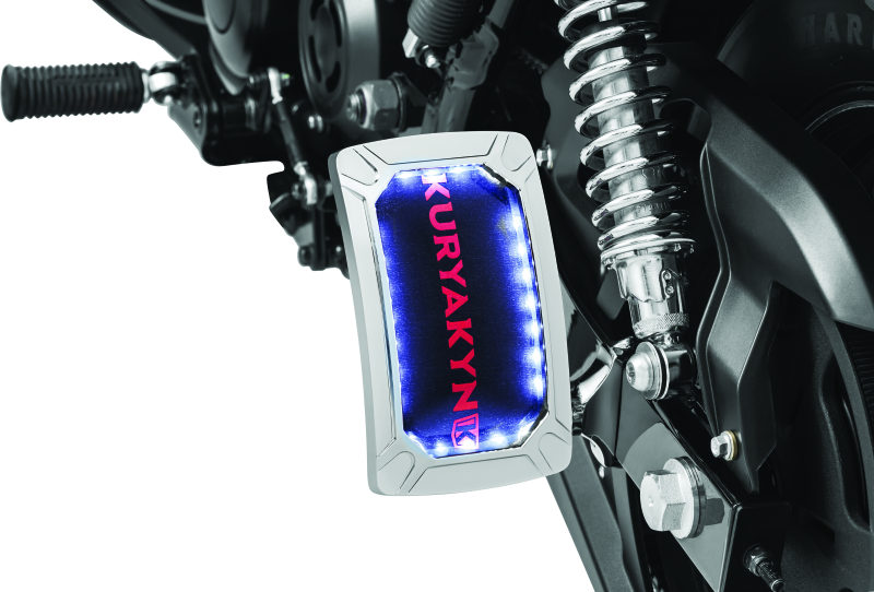 KUR3190-Kuryakyn Nova Curved Vertical Mount Side License Plate Holder Chrome-License Plate Relocation-Kuryakyn