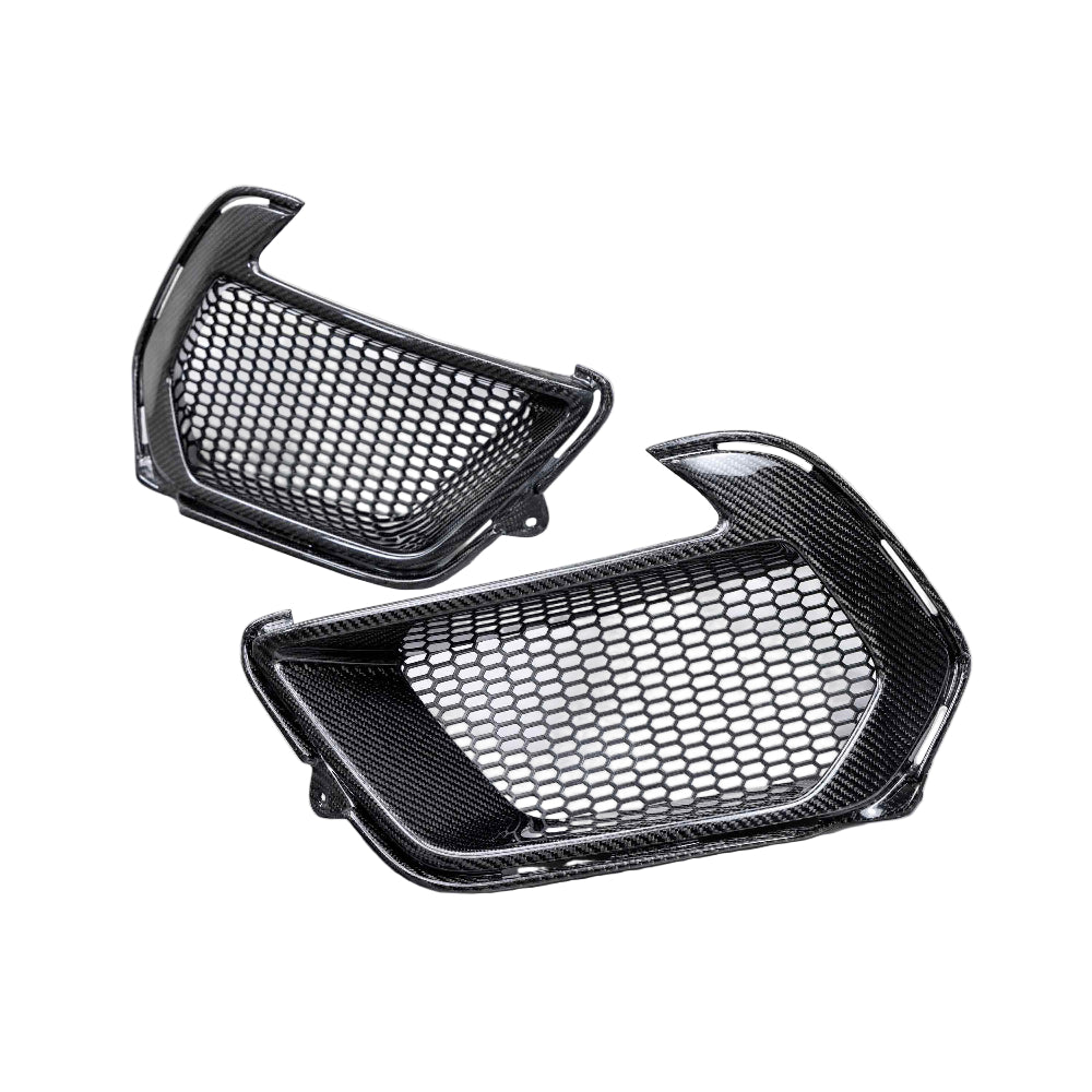Anderson Composites 2021–2023 Ford Mustang Mach 1 Carbon Fiber Air Duct Bezels Front Angle