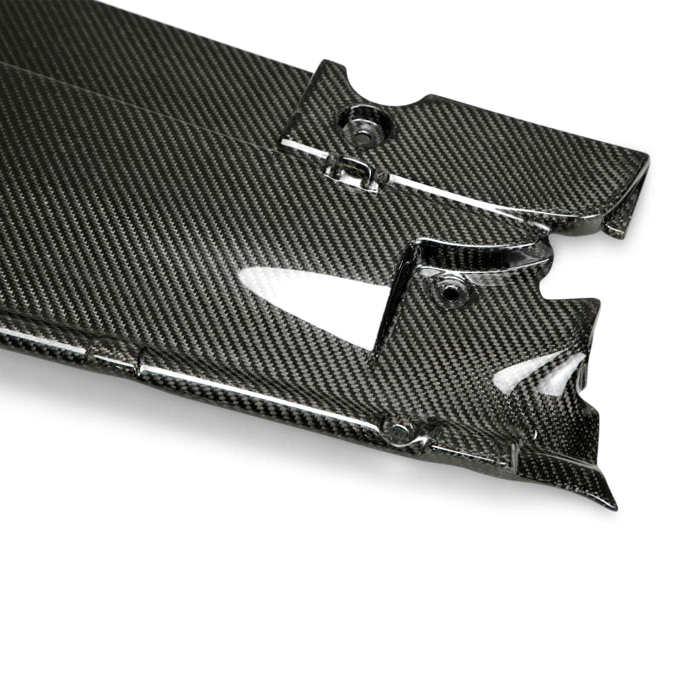 Top view of installed Anderson Composites radiator cover – 2015–2017 Ford Mustang