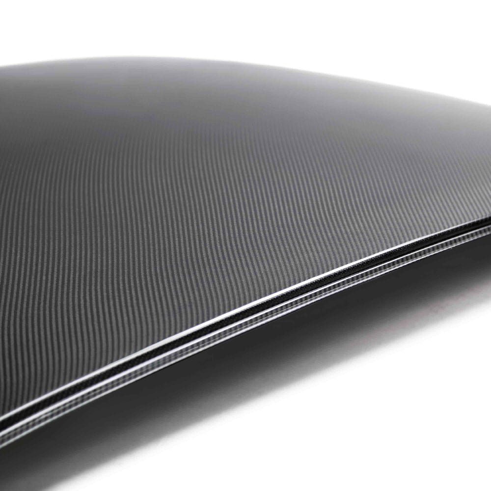 Matte finish close-up of handcrafted carbon roof panel for 2008–2024 Challenger