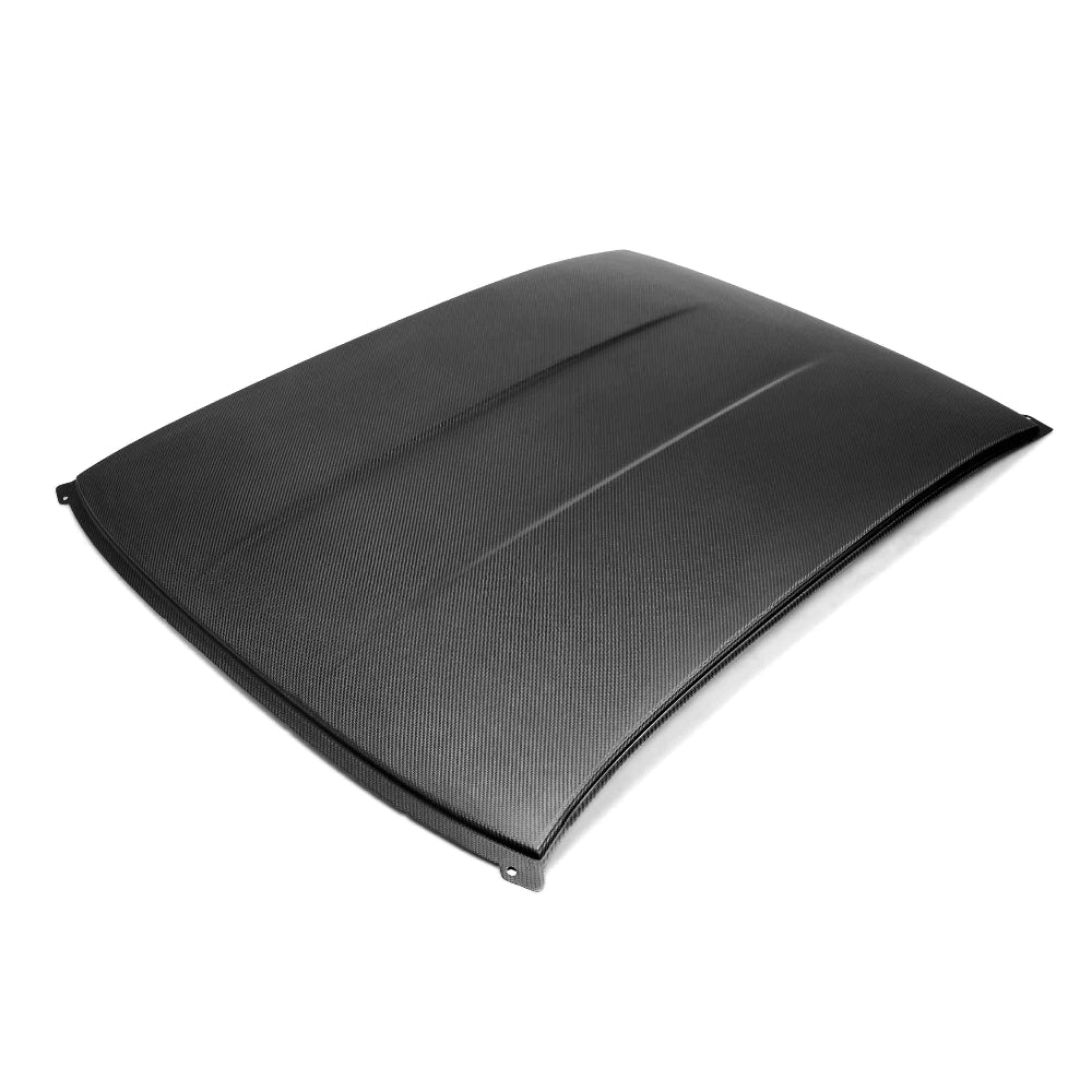 Front angle of Anderson Composites dry carbon fiber roof replacement for 2010–2015 Chevrolet Camaro