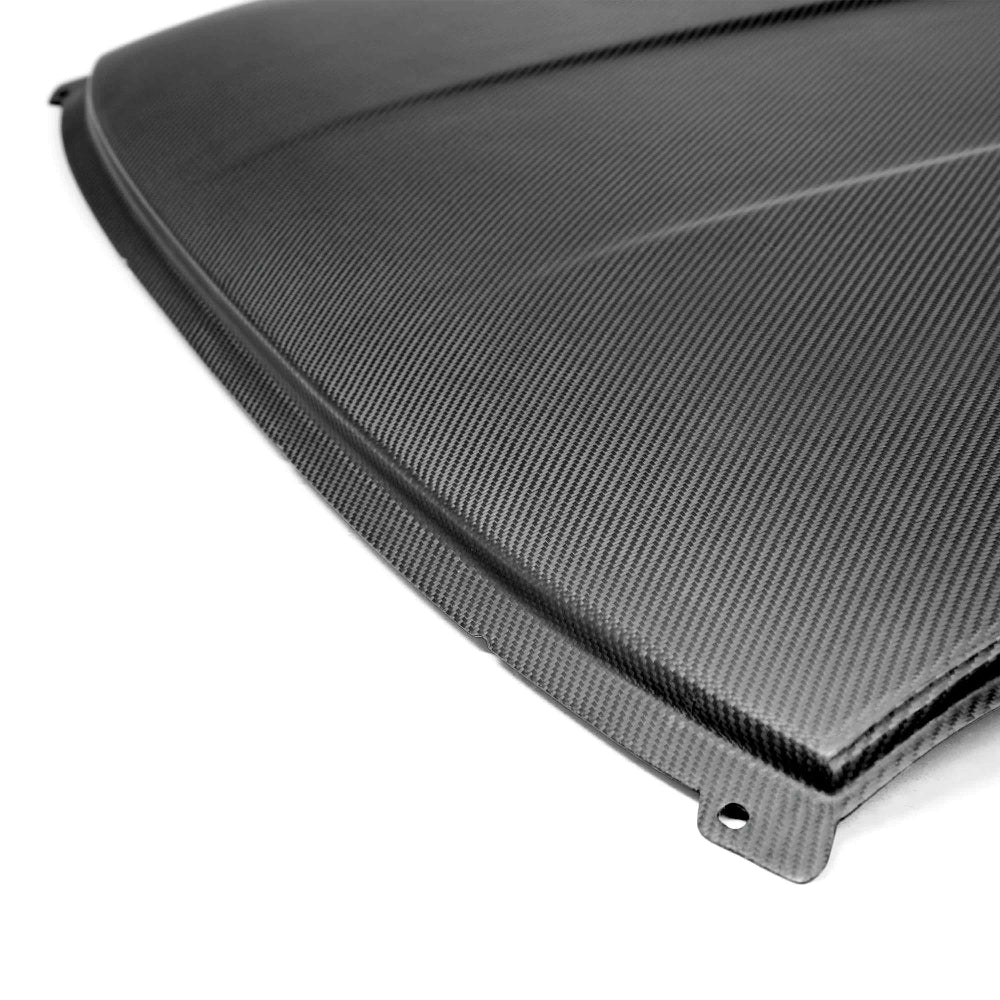 Close-up of handcrafted autoclave-cured dry carbon roof panel for Chevrolet Camaro
