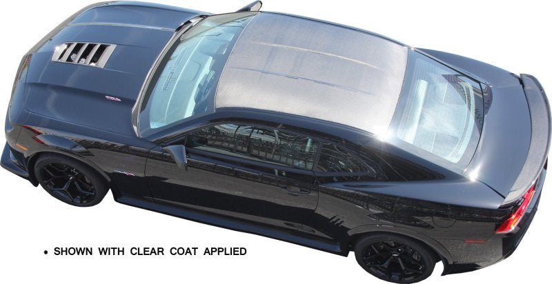 Close-up of handcrafted autoclave-cured dry carbon roof panel for Chevrolet Camaro