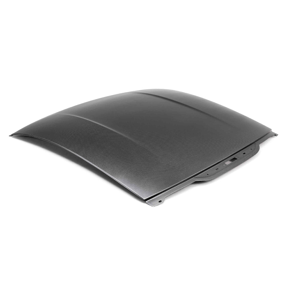 Top view showing 3K 2x2 twill carbon weave on Anderson Composites Mustang roof