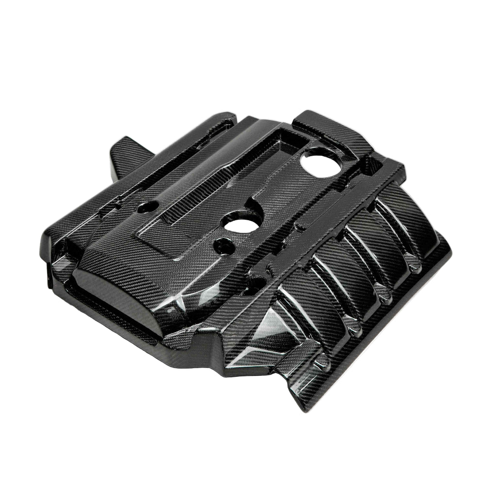 Anderson Composites 2015–2021 Ford Mustang EcoBoost Carbon Fiber Engine Cover – Front Angle