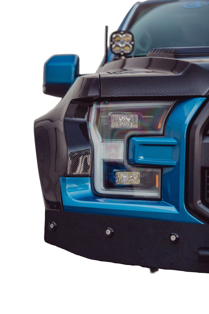 Detailed rear angle of Type-Wide carbon fiber fender contours.
