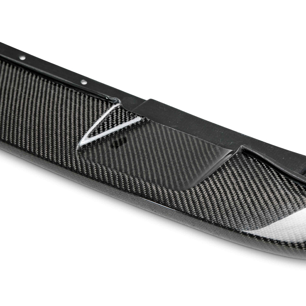 Detail of aerodynamic contour and fitment on Challenger front bumper