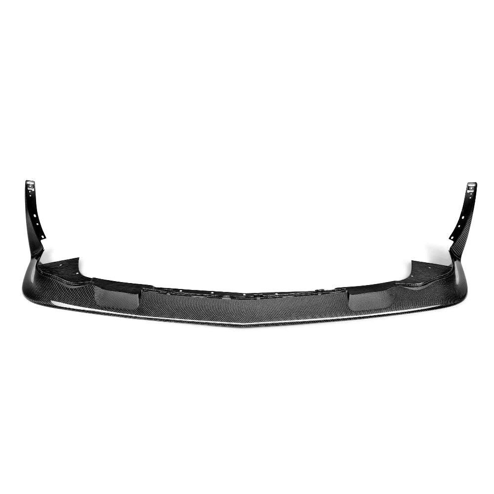 Close-up of carbon fiber weave and gloss finish on SRT8 front spoiler