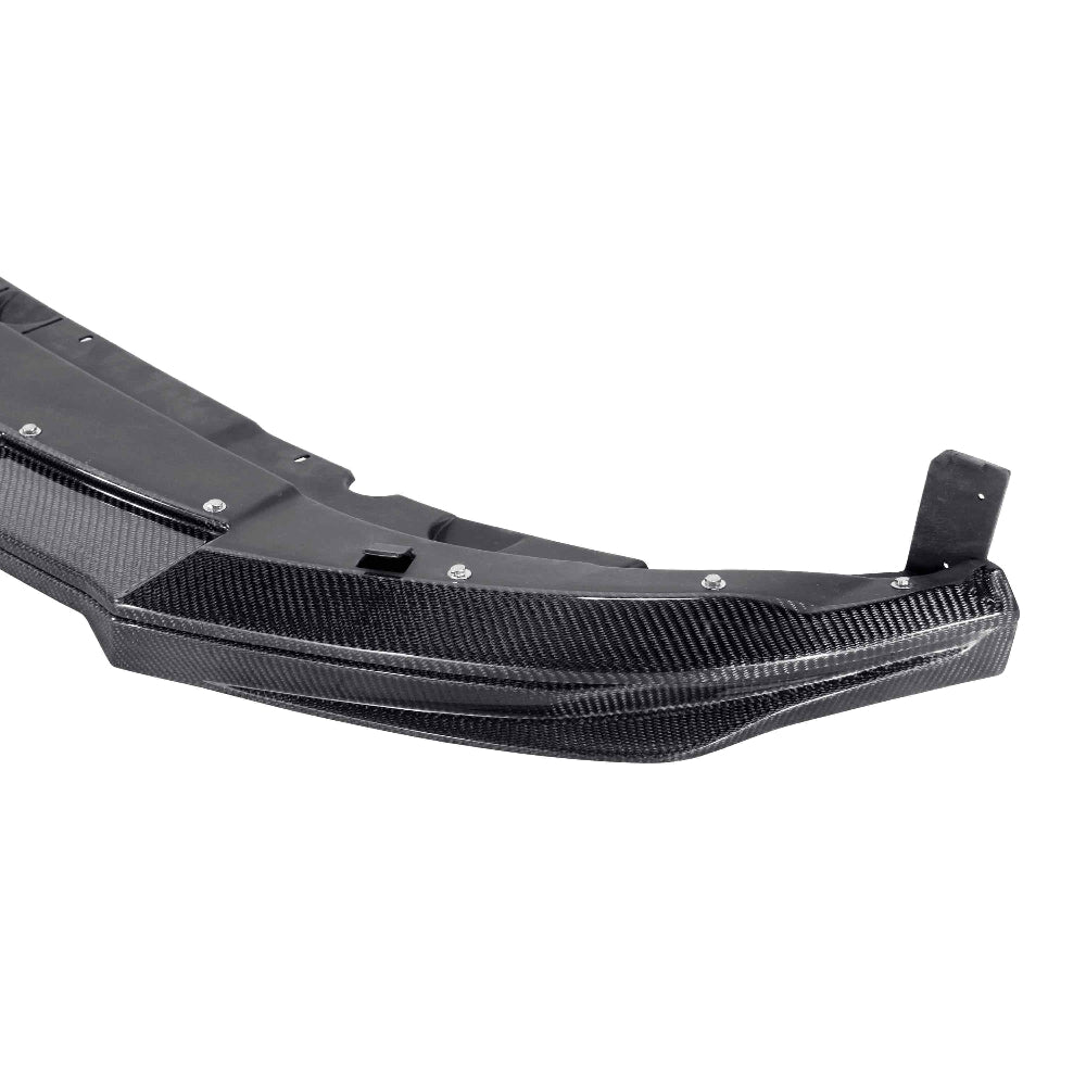 Front view of GT500 Type-OE Splitter installed on Mustang