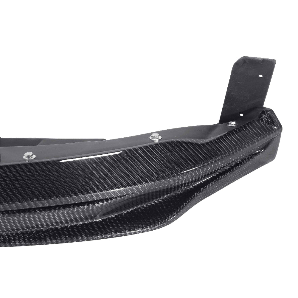 Bottom perspective showing aerodynamic contour of splitter