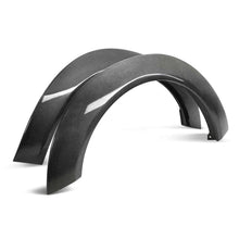 Load image into Gallery viewer, Carbon fiber front fender flares – front angled view on Dodge Challenger.