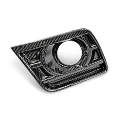 Load image into Gallery viewer, Angled side view of carbon fiber fog light bezel pair
