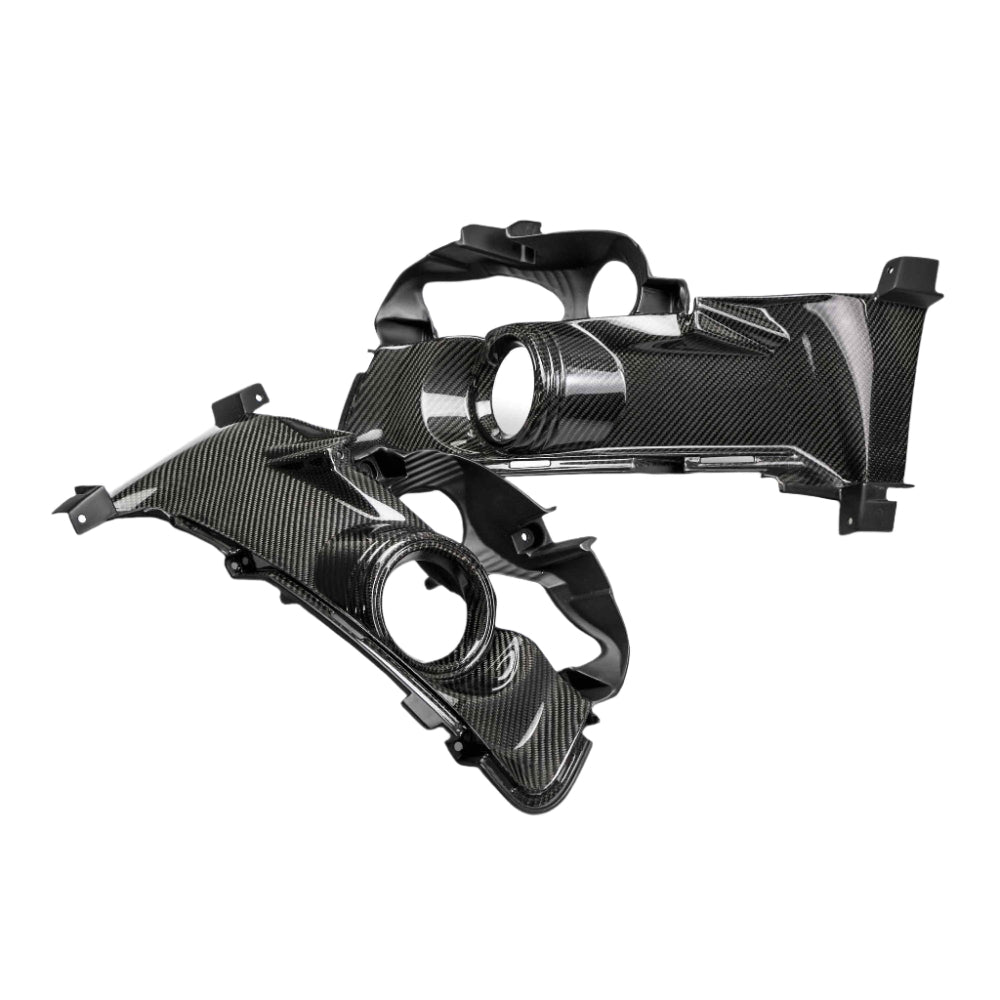 Carbon fiber fog light surround set for 2015–2017 Mustang front view