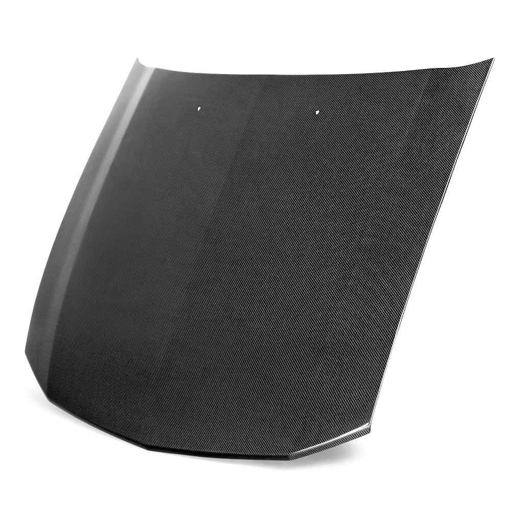 Front angled view of Anderson Composites Type-OE carbon fiber hood