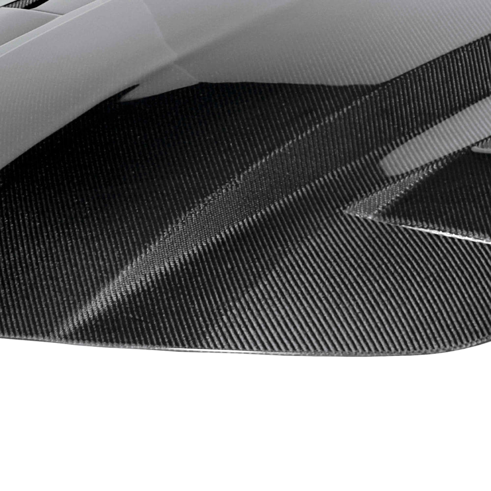 Close-up of hood surface detailing and weave quality