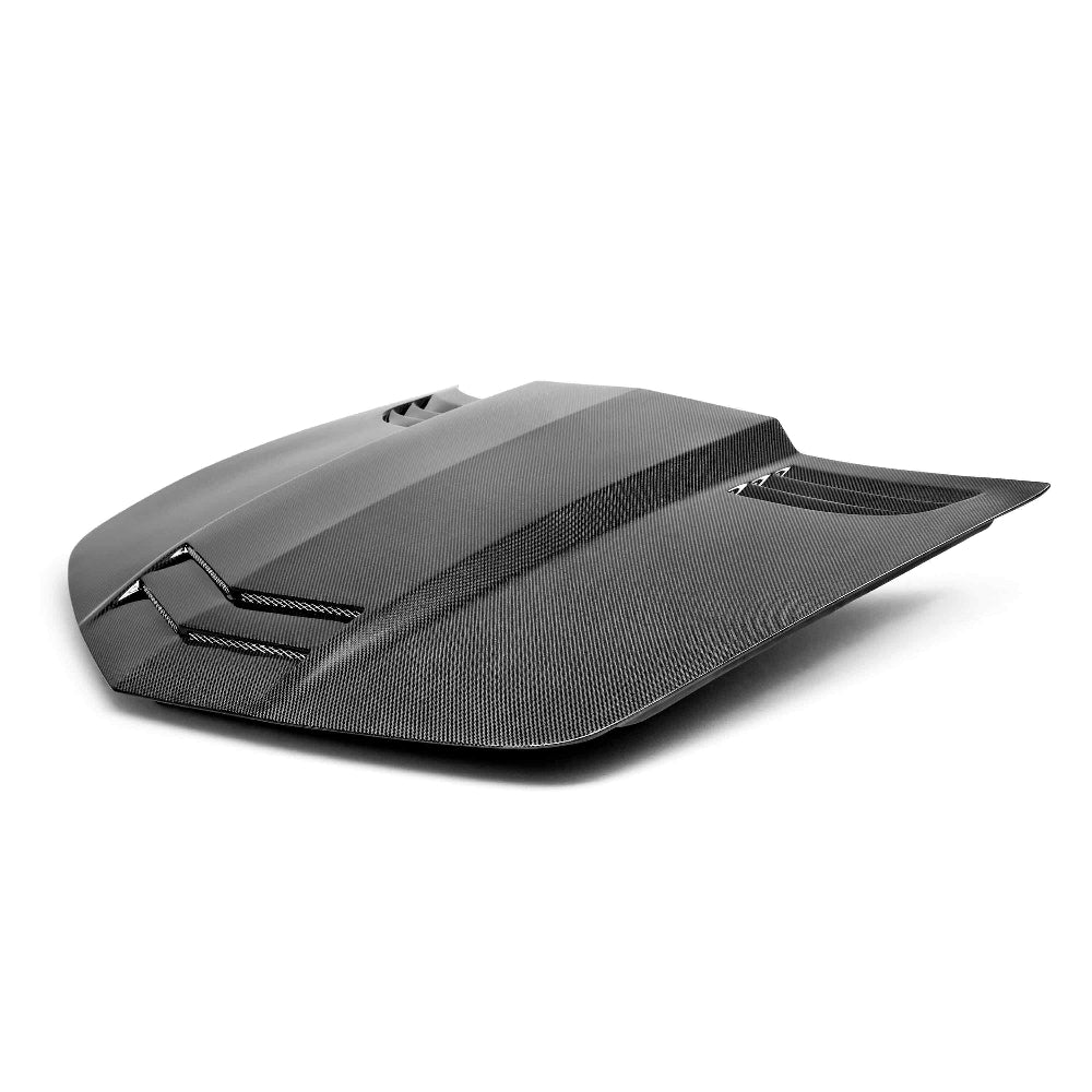 Top view showing TT-style vented design and carbon weave finish