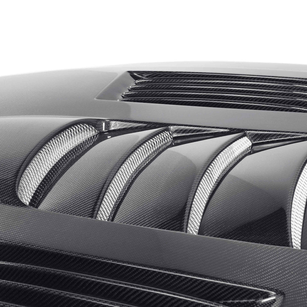 Close-up of 3K 2x2 twill carbon fiber weave pattern and gloss clear coat