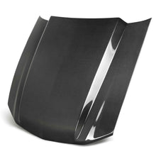 Load image into Gallery viewer, Front angle view of Anderson Composites 2010–2012 Ford Mustang Type-CJ 3" Carbon Fiber Cowl Hood