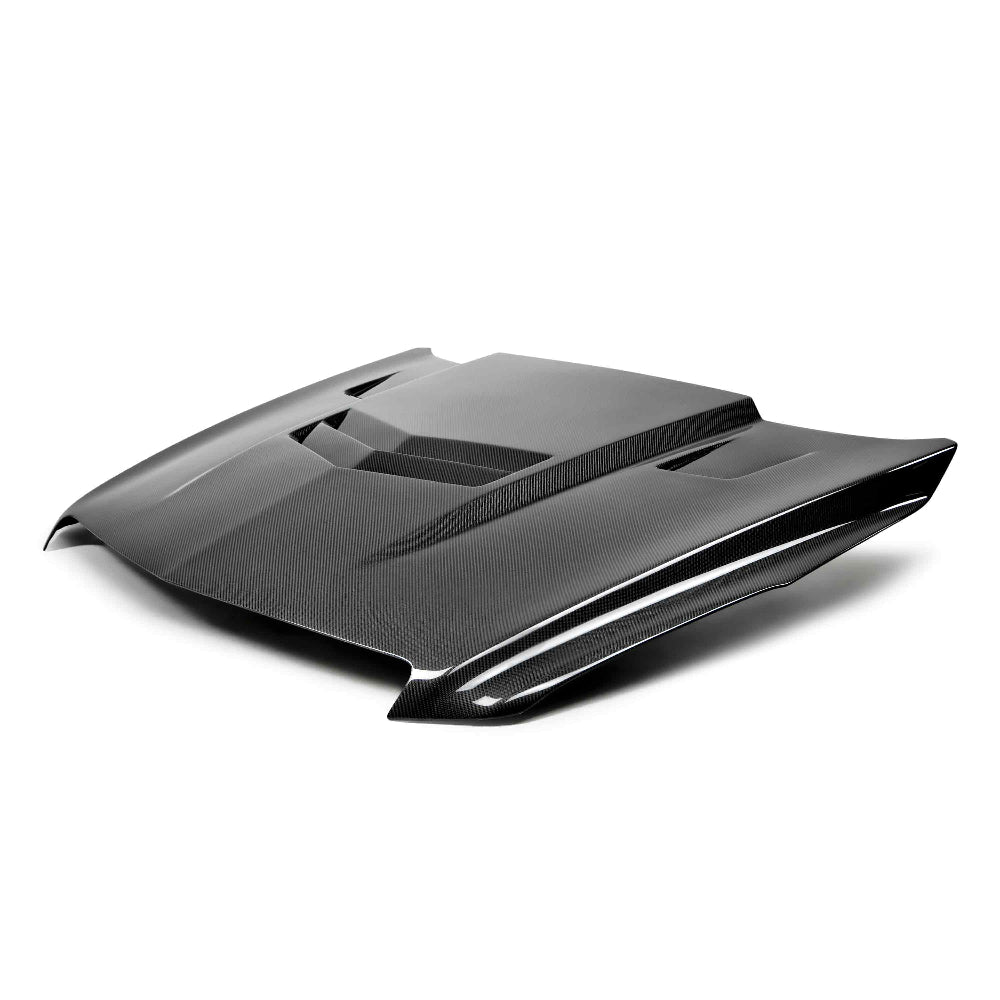 Top view highlighting the aggressive vented design and carbon fiber weave pattern