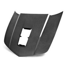 Load image into Gallery viewer, Front angle of Anderson Composites 2014–2015 Camaro Type-Z28 Carbon Fiber Hood showcasing Z/28 styling and gloss finish
