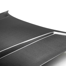 Load image into Gallery viewer, Side view of Anderson Composites Type DM Carbon Hood illustrating aerodynamic design lines.