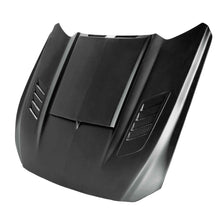 Load image into Gallery viewer, Anderson Composites Ram Air Fiberglass Hood for 2015–2017 Ford Mustang – front angle showcasing ram air vents and smooth fiberglass finish.
