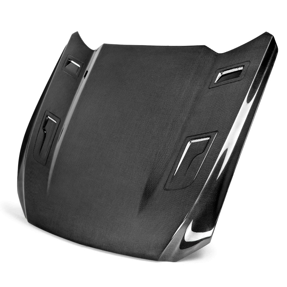 Anderson Composites Type-G Double-Sided Carbon Fiber Hood – Front Angle