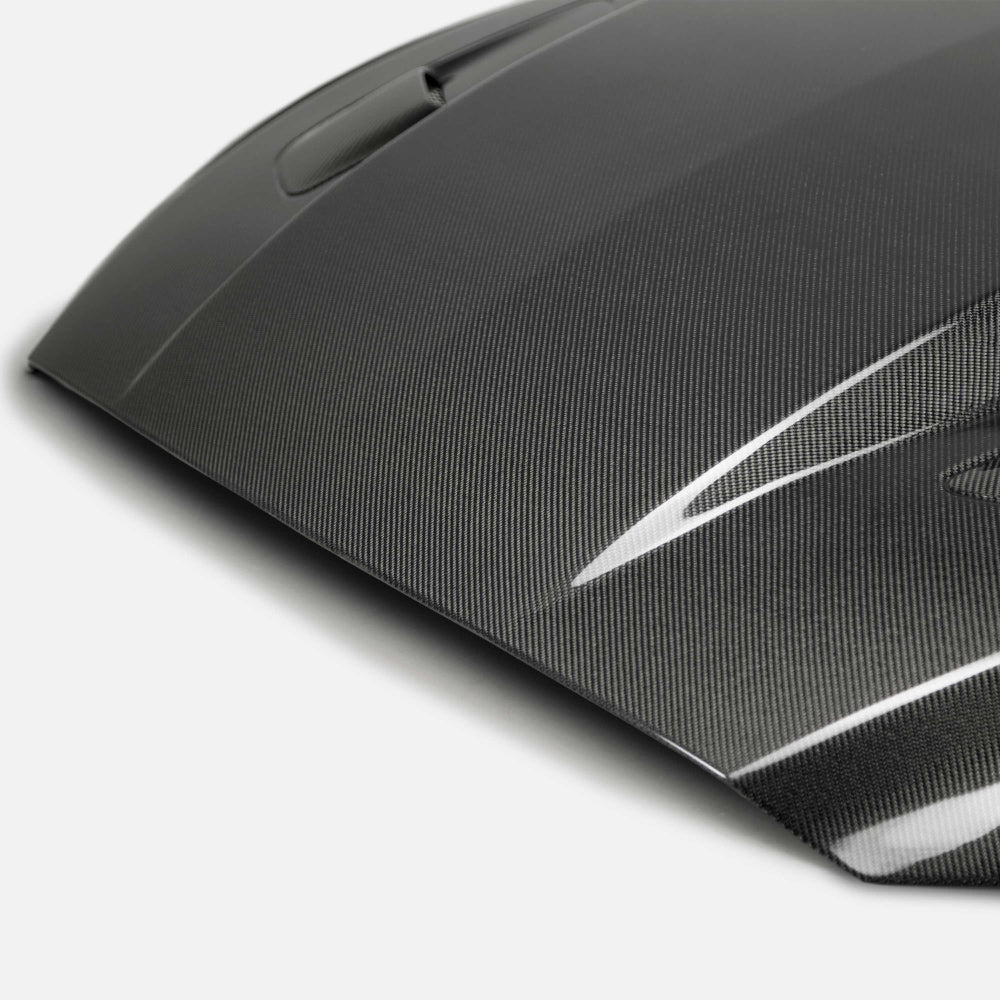 Anderson Composites Double Sided Carbon Fiber Cowl Hood – Installed on Vehicle