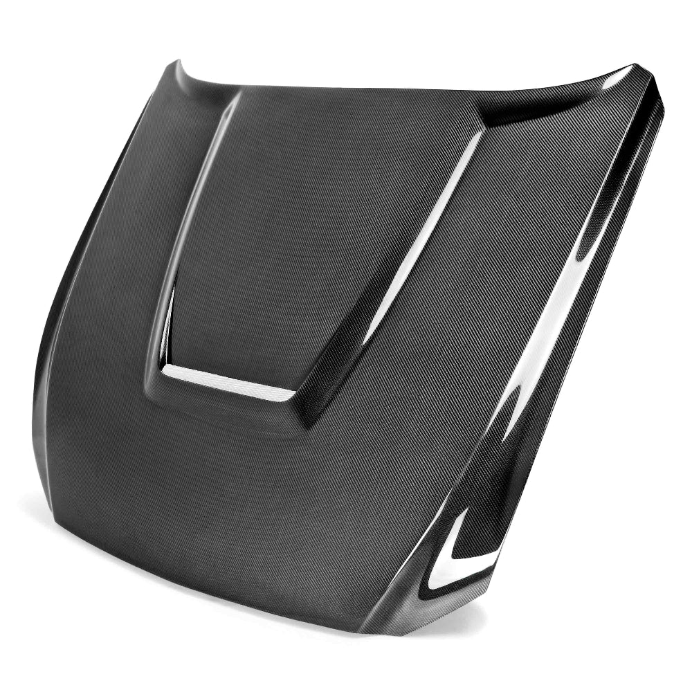 Anderson Composites Type-GR Double-Sided Carbon Fiber Hood – Front Angle View
