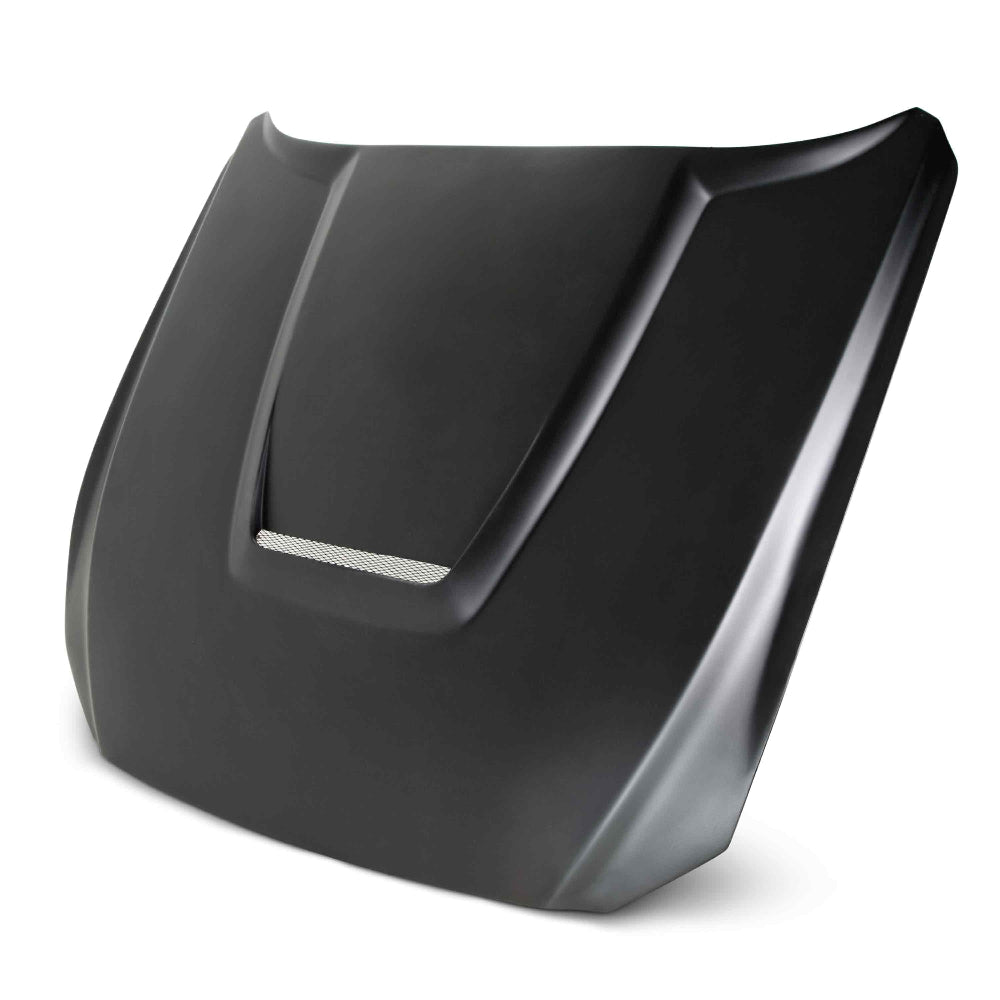 Anderson Composites Type-GR (GT350 Style) Fiberglass Hood – Front Angle View