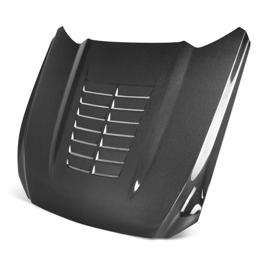 Anderson Composites Type-GT5 Double Sided Carbon Fiber Hood – Front Angle View